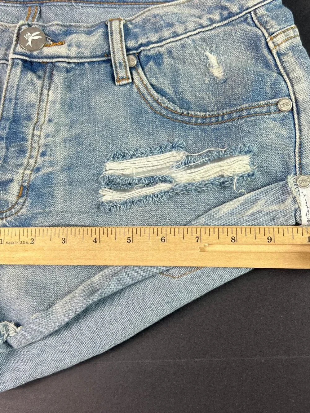 One Teaspoon Shorts Women's 33* Bandits Twisted Cuff Blue Denim Jorts Tag 29